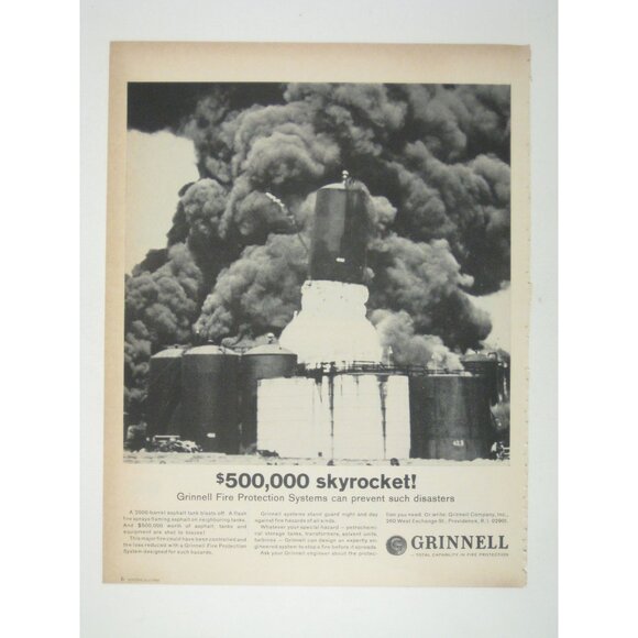 $500000 Skyrocket Grinnell Fire Protection Systems Vintage Print Ad 1960s Safety - Picture 1 of 2